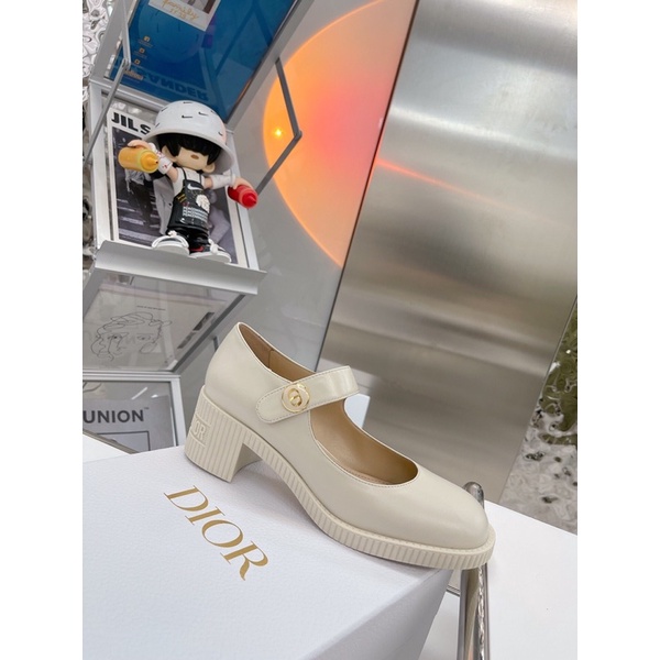 Giày da nữ đế tăng chiều cao mũi bo tròn da cao cấp dior CD
