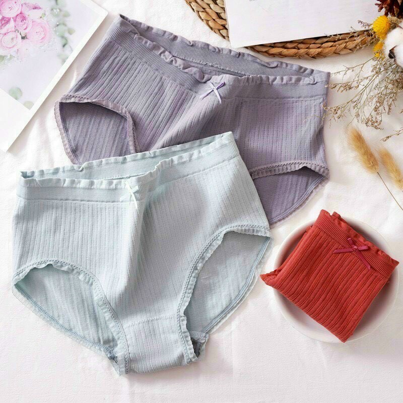Quần lót nữ cotton kháng khuẩn thoáng mát, quần chip nữ cạp nhún đính nơ xinh tôn vòng 3 thông hơi co giãn 4 chiều – 02