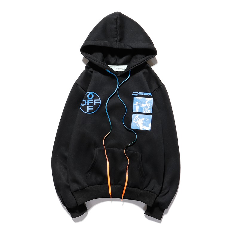 Áo khoác hoodie nam nữ ofwhite đen logo xanh