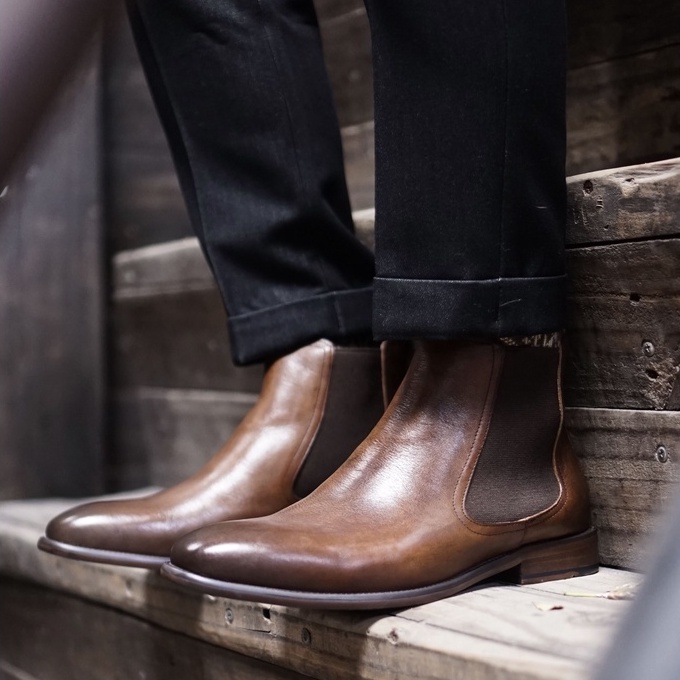 [CAO CẤP] Giày boot nam cao cổ CHELSEA NÂU BK Da thật mũi nhọn Đế khâu Phong cách văn phòng công sở sartorial BH 1 năm | BigBuy360 - bigbuy360.vn