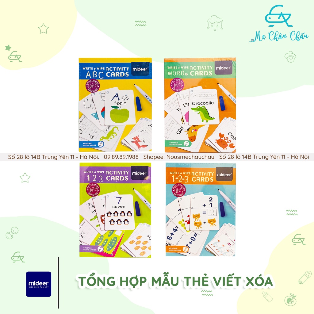 MCC Đồ Chơi Thẻ Viết Xoá Mideer - Đồ Chơi Giáo Dục An Toàn Cho Bé (Dành cho bé từ 3 tuổi)
