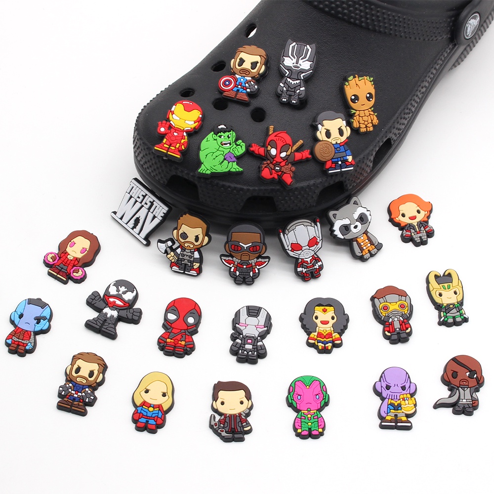 Marvel violent bear bad bunny Loạt phim hoạt hình 1pcs shoe charms Hoạt hình crocs Pin Jibbitz DIY Có thể tháo rời dép lê accessories decorate quà tặng trẻ em dễ thương khóa giày