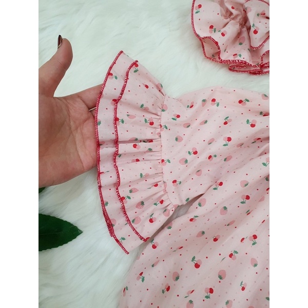 [ẢNH THẬT] Bodychip váy, Bodysuit thiết kế màu hồng cam cho bé gái (tặng kèm mũ và bao chân)