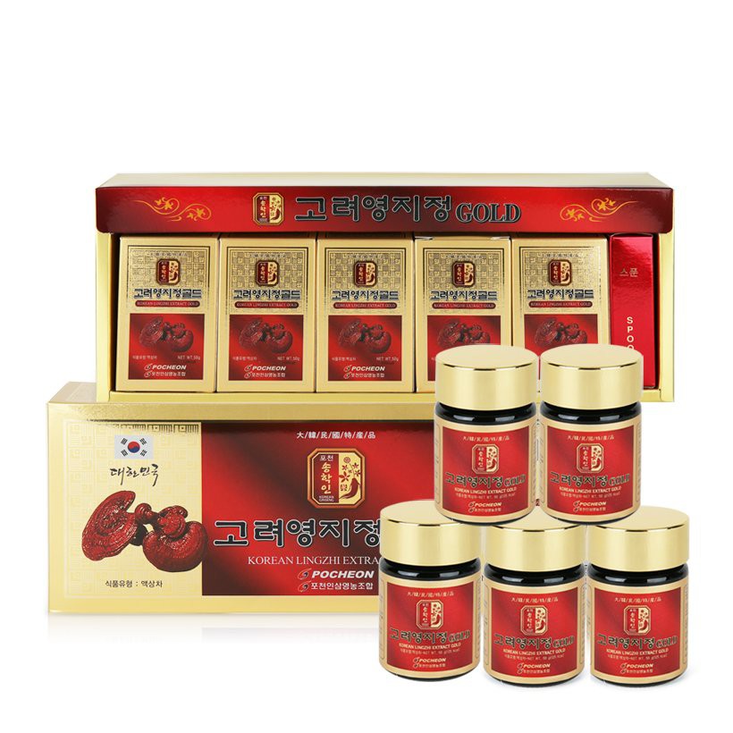 Cao Linh Chi Pocheon Gold Chiết Xuất Từ Nấm Linh Chi Đỏ (Hộp 5 Lọ x 50g)