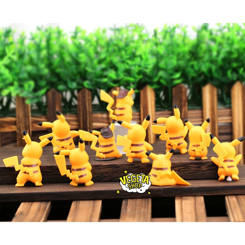 Mô hình Pikachu - Trọn bộ 10 mô hình Pikachu nguyên bản thám tử cực dễ thương - Cao khoảng 3.5 ~ 5cm