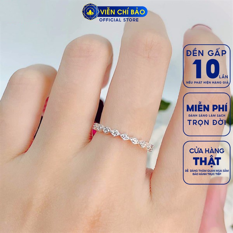 Nhẫn bạc nữ hình thoi đính đá bạc 925 thời trang phụ kiện trang sức nữ thương hiệu Viễn Chí Bảo N400511