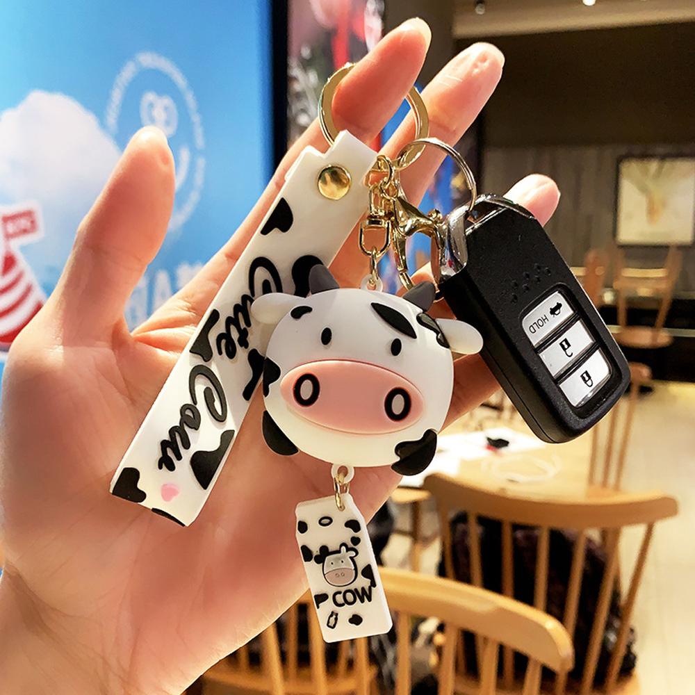 LANFY Móc Khóa Hình Bò Sữa Trang Trí Mới