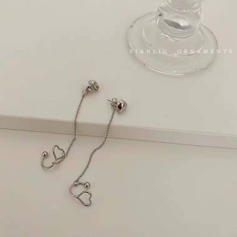 (1 chiếc) khuyên vành tai tim đeo 2 kiểu