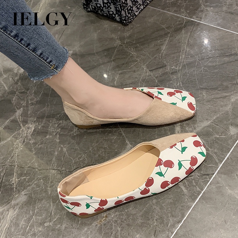 Giày búp bê IELGY đế mềm in họa tiết trái cây cho nữ