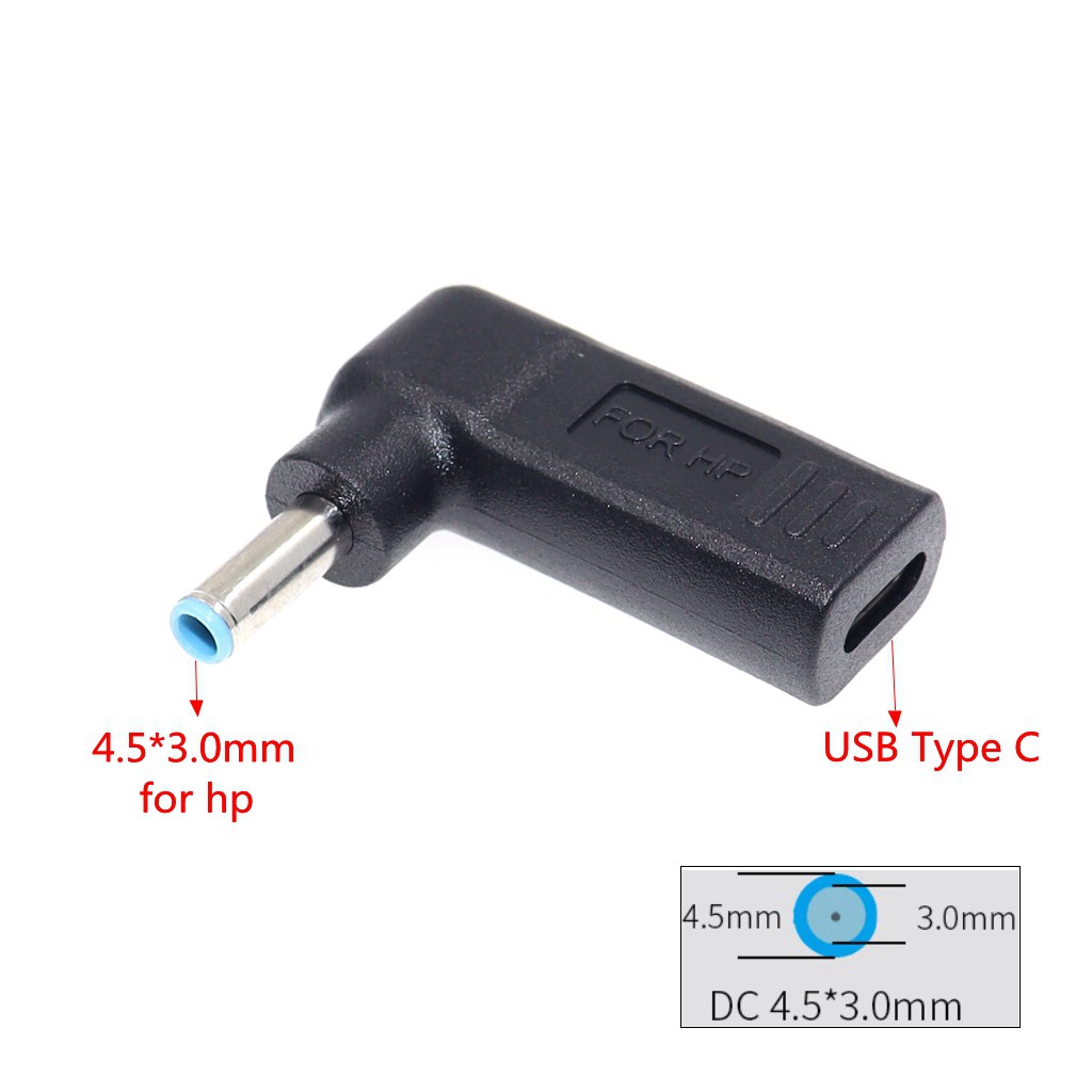 Đầu sạc chuyển đổi cổng USB Type C sang nguồn điện DC 4.5x3.0mm / 4.5*3.0mm chuyên dụng cho laptop Dell HP