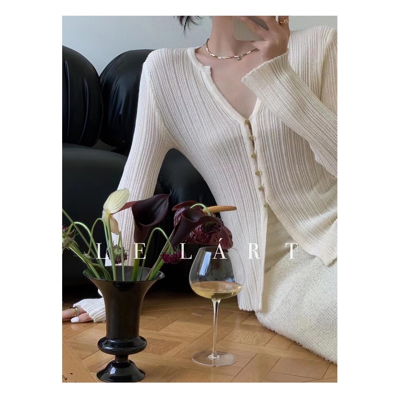 QKOOLE Áo khoác cardigan  dệt kim thiết kế quyến rũ thời trang cho nữ