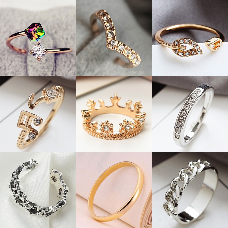 Nhẫn Thiết Kế Độc Đáo Phong Cách Hàn Quốc 18 Kiểu Tùy Chọn