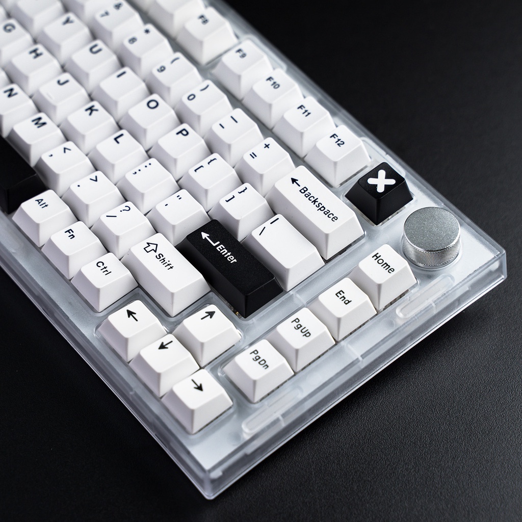 Keycap CMK bow trắng chữ đen doubleshot 173 nút bàn phím cơ, cherry profile