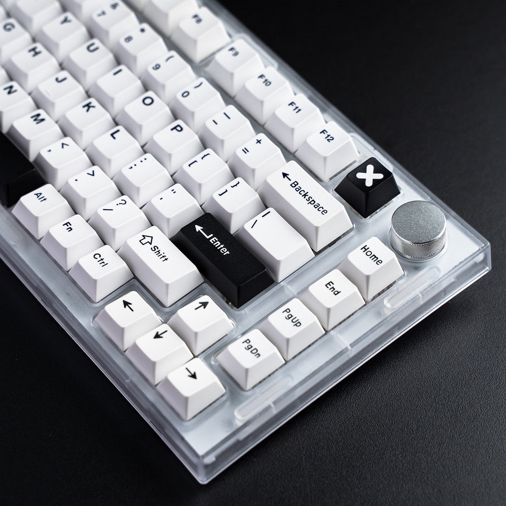 Keycap CMK bow trắng chữ đen doubleshot 173 nút bàn phím cơ, cherry profile