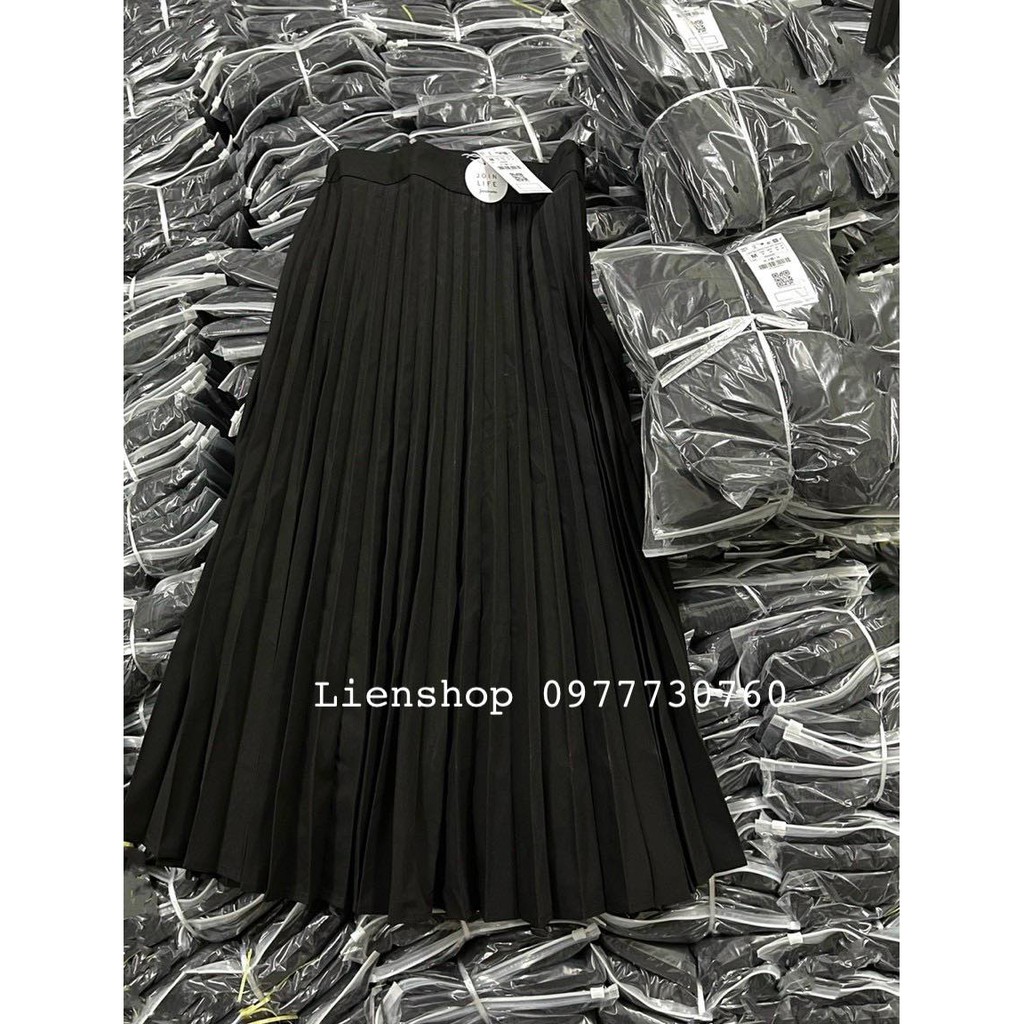 [ảnh thật] chân váy thô đen xếp ly