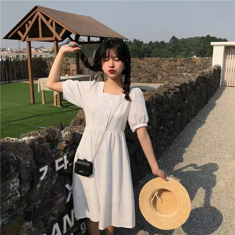 Đầm Perty dài ngang gối ngọt ngào dễ thương phong cách Hàn Quốc thời trang mùa hè cho nữ