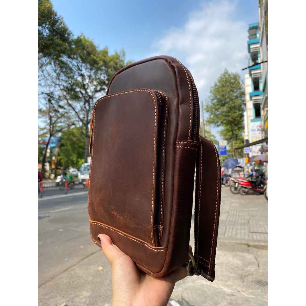 [DA BÒ THẬT 100%] TÚI NAM ĐEO NGỰC CHẤT LIỆU DA BÒ SÁP DB68 | BigBuy360 - bigbuy360.vn