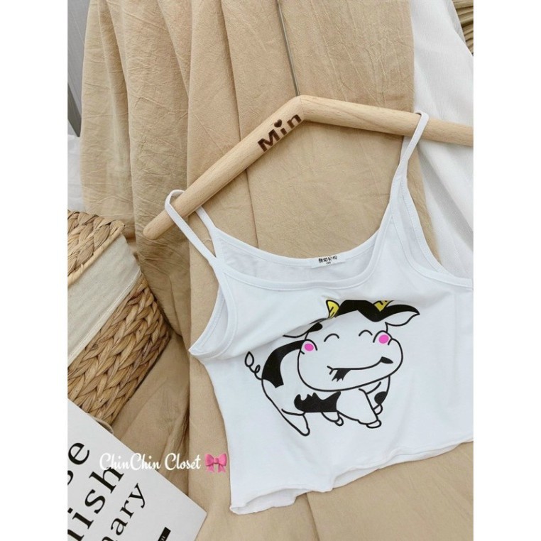Bộ đồ nữ bò sữa mặc nhà đồ ngủ hai dây cotton 4 chiều thoáng mát mềm đẹp XIAOMIMI AA8038