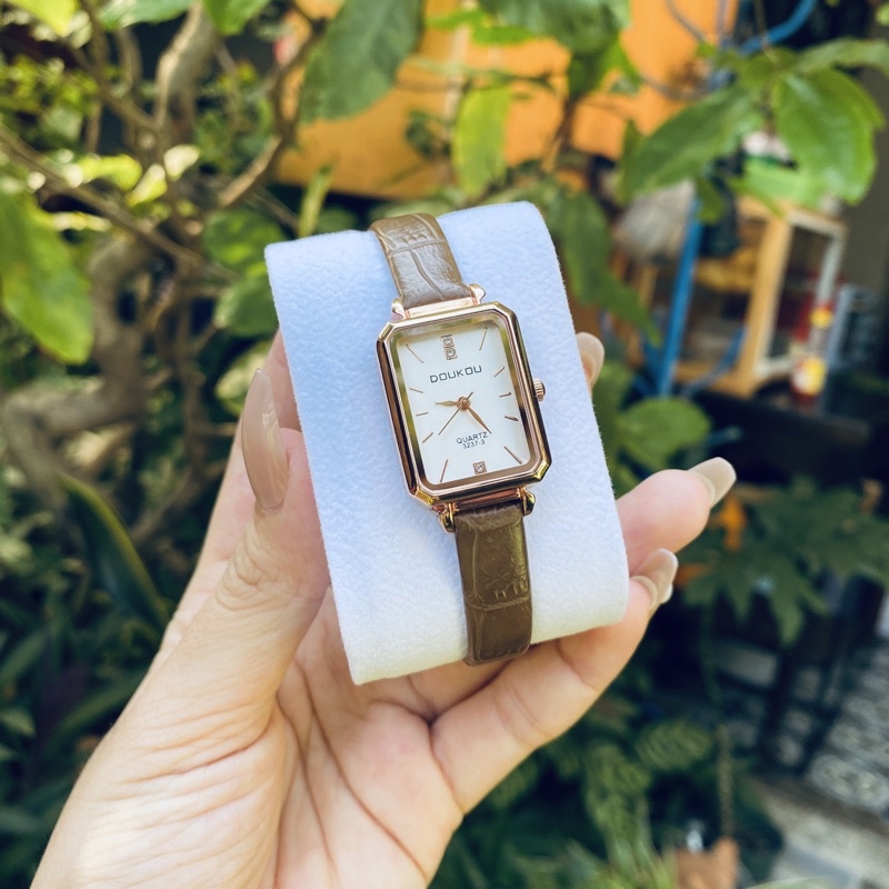 Đồng hồ nữ mặt chữ nhật nhỏ 26mm dây da SULAMIN đẹp phong cách vintage