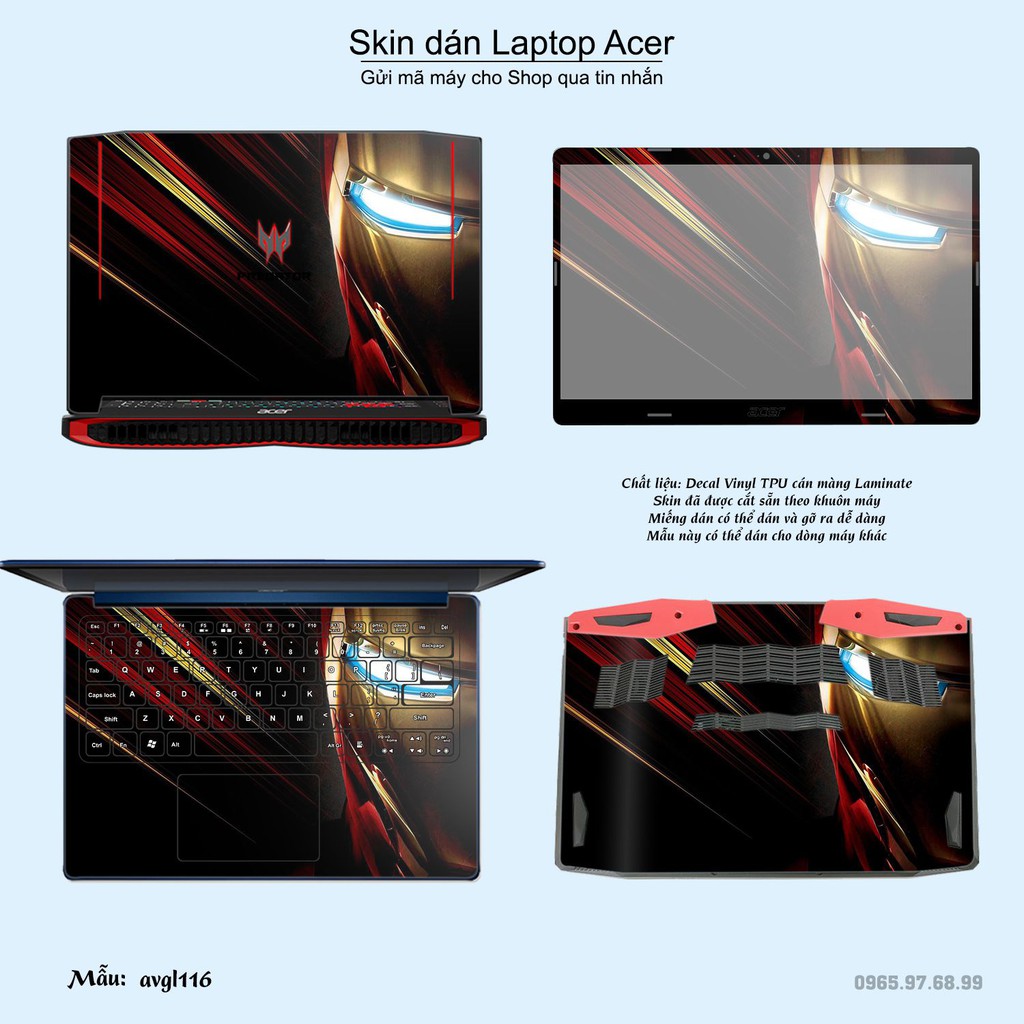 Skin dán Laptop Acer in hình Avenger _nhiều mẫu 2 (inbox mã máy cho Shop)