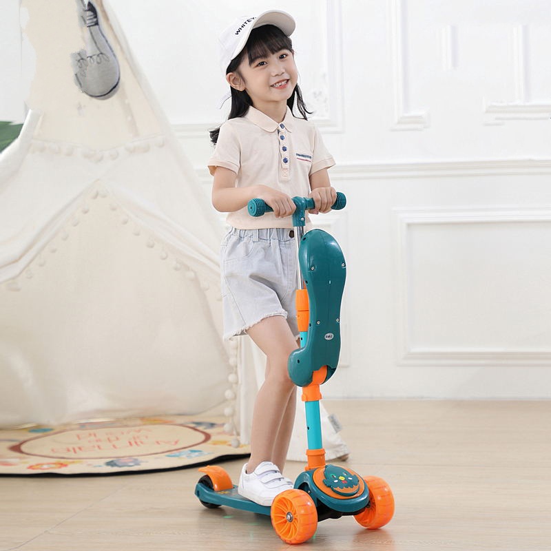 Xe scooter cho bé trượt và chòi chân trẻ em có ghế ngồi 3 in 1 gấp gọn có nhạc đèn