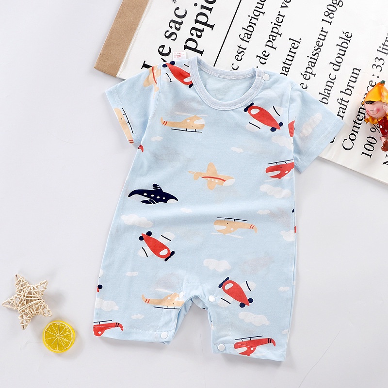 Bộ Áo Liền Quần Tay Ngắn Bằng Vải cotton Dành Cho Bé 0-2 Tuổi