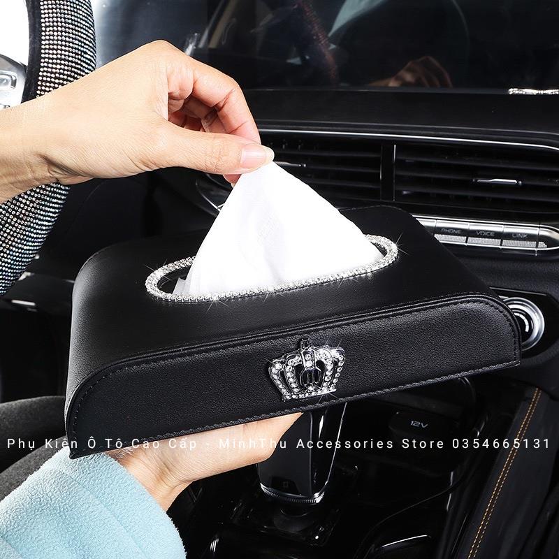 Hộp giấy ăn đính đá cao cấp sang trọng hình vương miện và thiên nga đôi đẳng cấp