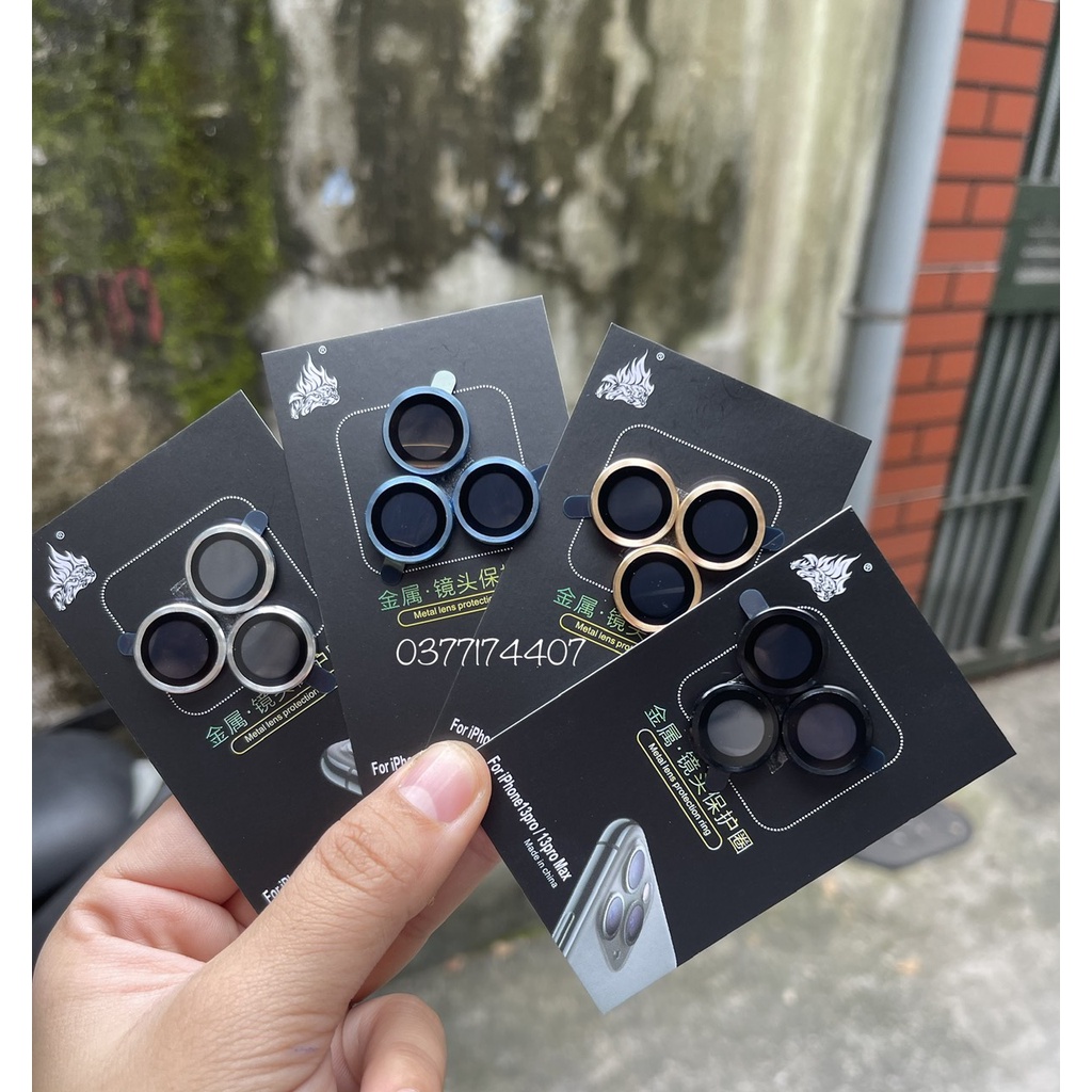 Bộ 3 mắt dán bảo vệ Camera cho iPhone 13 Mini, 13, 13 Pro, 13 Pro Max khung vành nhôm + Kính bảo vệ camera siêu tốt