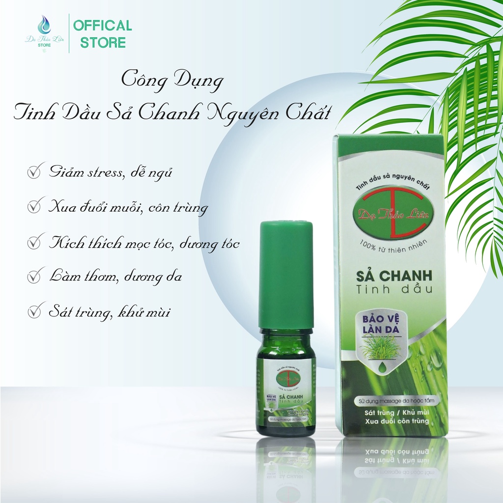 Tinh Dầu Sả Chanh Dạ Thảo Liên 5ML, thành phần 100% thảo dược quý từ thiên nhiên