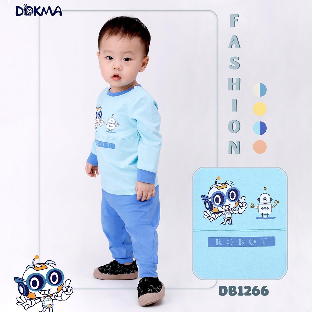 Bộ dài tay bé trai bé gái Dokma - Chất cotton hữu cơ mềm mát, thoáng khí, co giãn tốt