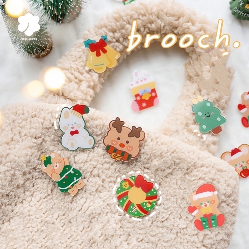 Trâm cài áo bằng acrylic hình người tuyết/tuần lộc/người tuyết phong cách Hàn Quốc mừng năm mới