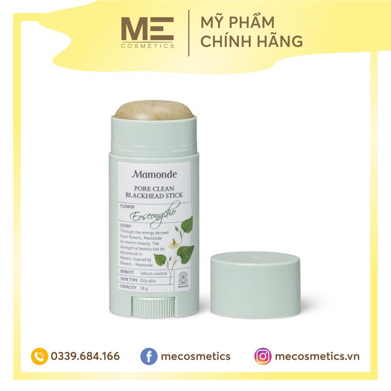 Thanh Lăn Giảm Mụn Đầu Đen Mamonde Pore Clean Blackhead Stick 18g