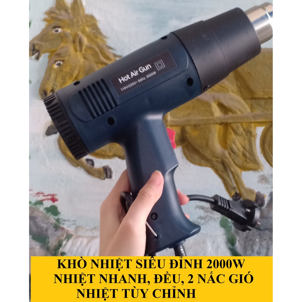 MÁY KHÒ AIRGUN CÔNG SUẤT LỚN 2000W LÊN NHIỆT SIÊU NHANH - KHÒ MÀNG CO, THỔI HƠI NÓNG