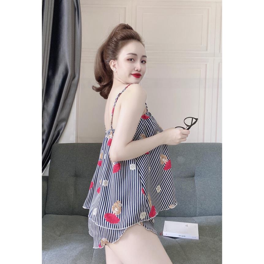Đồ ngủ sexy 2 dây họa tiết dễ thương chất satin mềm mịn áo có tăng đưa Freesize - ALISA | BigBuy360 - bigbuy360.vn