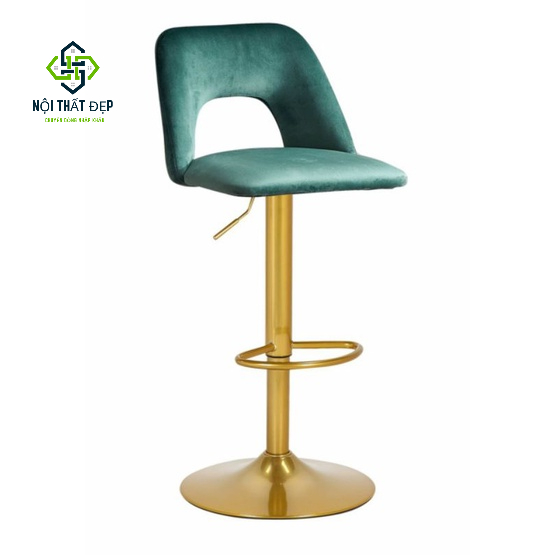 Ghế Quầy Bar QB-301 Vải Nhung Hoặc Da Si Cao Cấp,  Cao 60-80cm Xoay 360 Độ, Màu Xám, Đỏ, Xanh Dương, Nâu, Xám