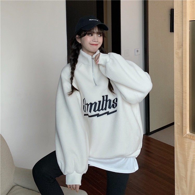 Áo Hoodie Dáng Rộng In Chữ Phong Cách Hàn Quốc Thời Trang Cho Nữ