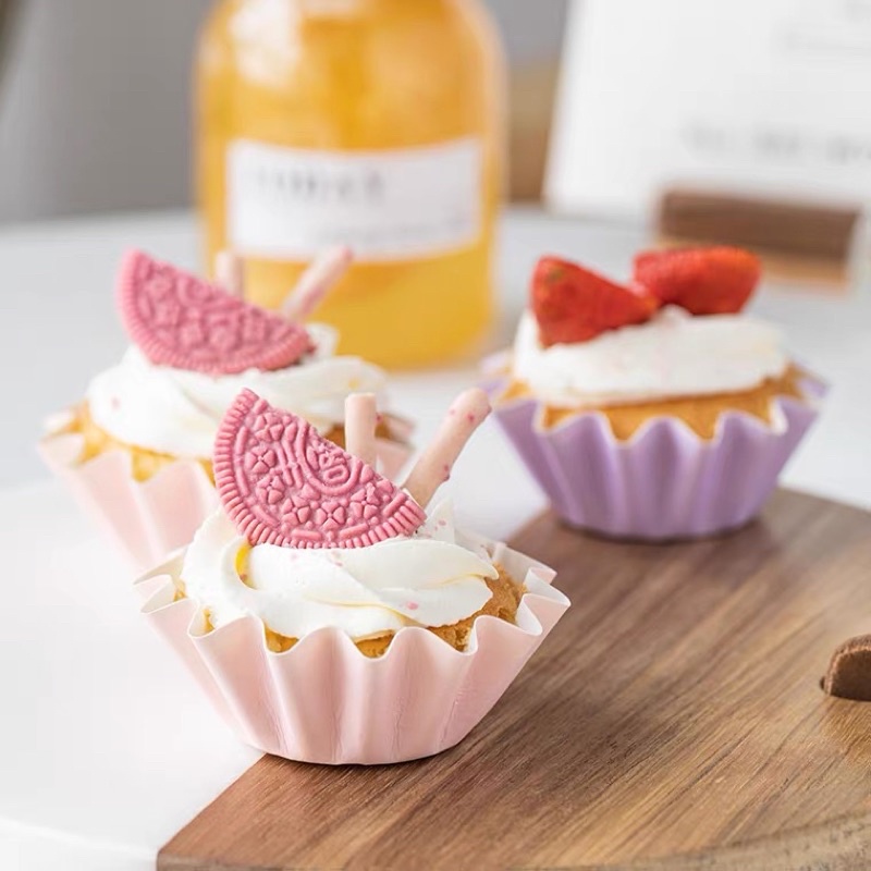 50 Cup Giấy Sò Lùn Đựng Bánh Chịu Nhiệt, Sử Dụng Được Lò Nướng
