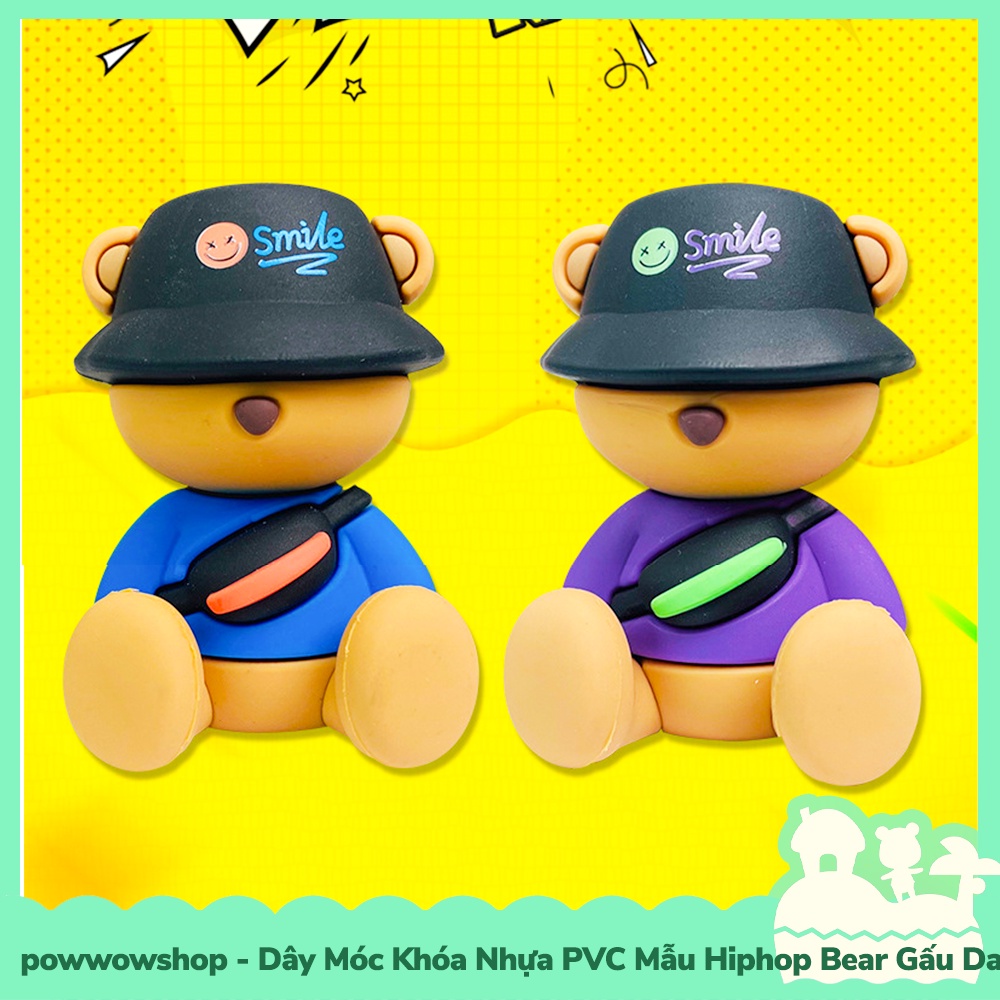 [Sẵn VN - Hỏa Tốc] Dây Móc Khóa Nhựa PVC Mẫu Gấu Bear Hiphop Dancer