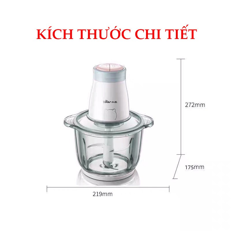 [ HÀNG CHÍNH HÃNG] MÁY XAY THỊT BEAR, MÁY XAY RAU CỦ QUẢ ĐA NĂNG, công suất  300W, cối thủy tinh dung tích 2L,