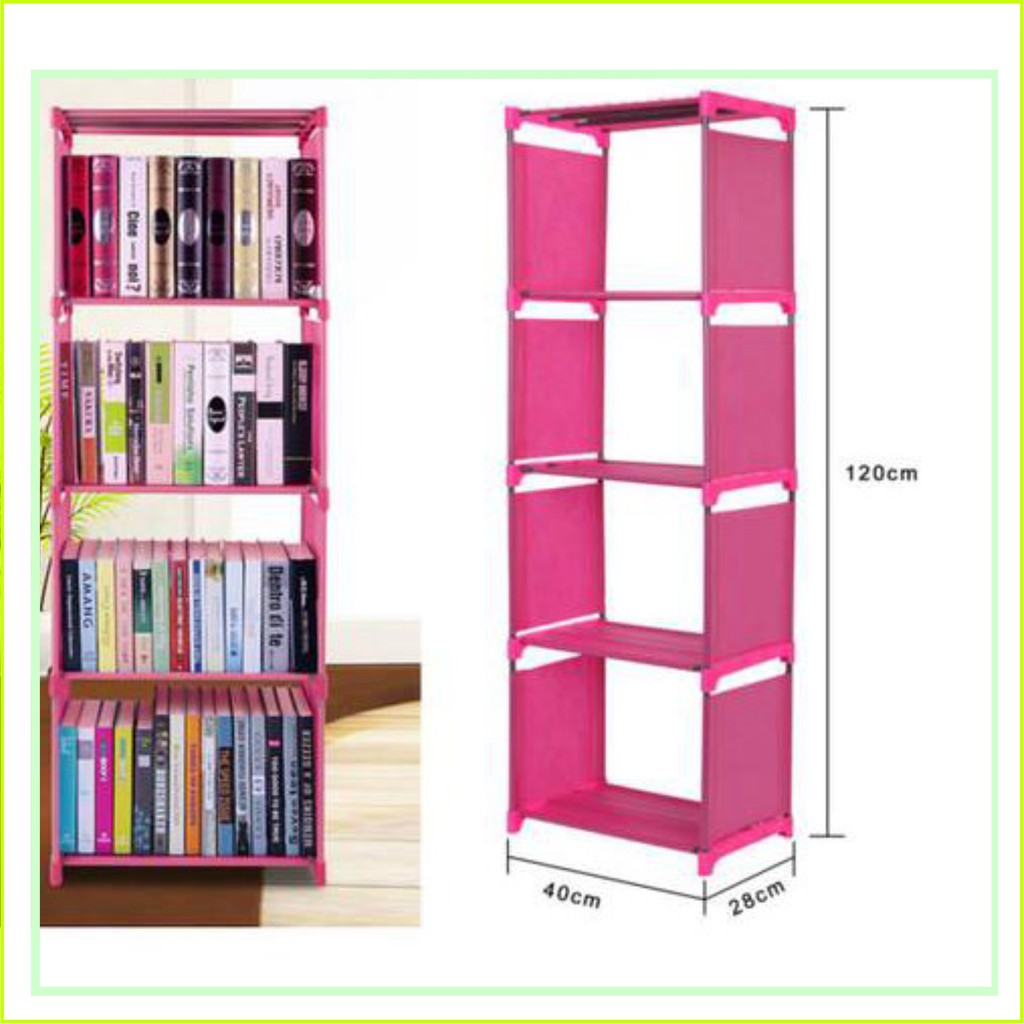 Tủ để sách, kệ sách 4 tầng inox lắp ghép