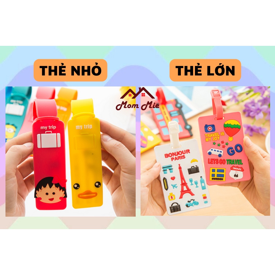 Thẻ tên gắn vali du lịch, cặp sách cho bé, name tag hành lý bằng nhựa dẻo nhiều mẫu dễ thương - M106, M127