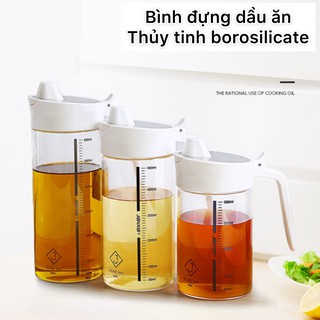 Bình đựng dầu ăn thủy tinh borosilicate phong cách Nhật Bản, ấn nút mở nắp, lọ đựng dầu ăn thông minh