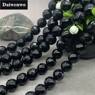 Chuỗi Hạt Đá Mã Não Đen Tự Nhiên 4 / 6 / 8 / 10 / 12mm Dùng Làm Đồ Trang Sức Thủ Công