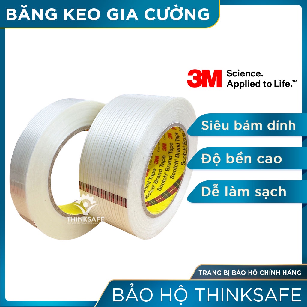 Băng keo sợi thủy tinh 3M Thinksafe, Băng dính một mặt cường lực siêu chắc, keo trong, sợi thuỷ tinh gia cường - 3M 897