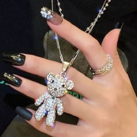 Dây chuyền mặt gấu bằng thép titan màu bạc thiết kế 2 lớp cá tính DC010- Fillibrastyle