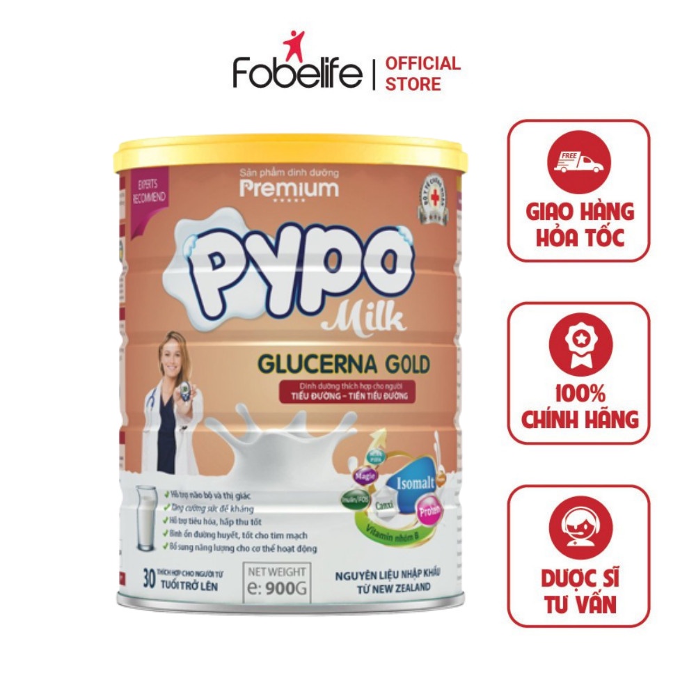 Sữa Bột PYPO GLU GOLD ĐK Dành Cho Người Tiểu Đường - Hộp 900g ( Từ 30 tuổi )