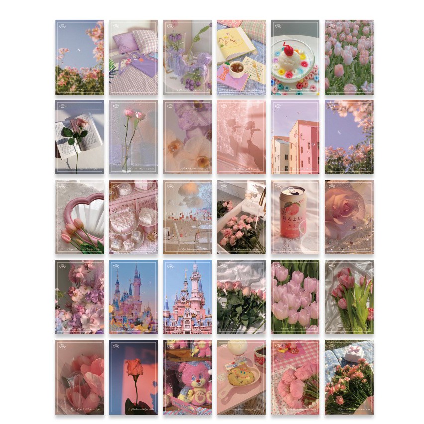 CÓ SẴN - Set 30 tấm Postcard bưu thiếp phong cảnh hoa lá - Phụ Kiện Trang Trí 247
