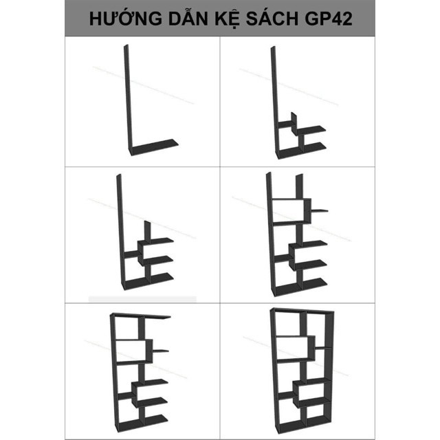 Kệ Sách Gỗ ,đa tầng (trắng -đen- vân gỗ) GP42