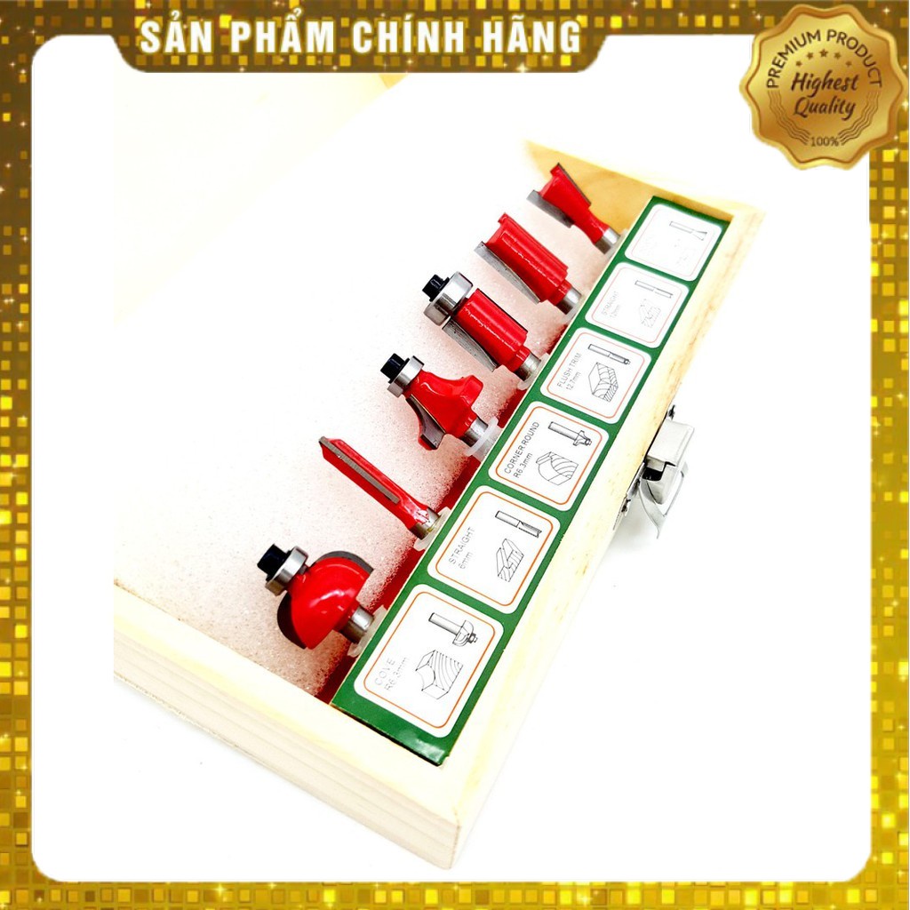 MŨI PHAY FAVI BỘ 6 MÓN CỐT 6.35MM CAO CẤP
