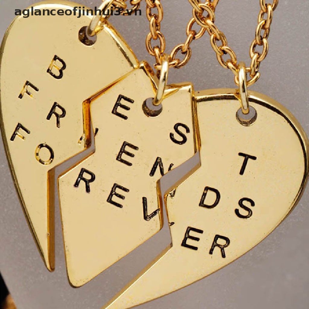 Vòng cổ 3 Lớp Mặt Trái Tim Ghép Khắc Chữ Best Friends Forever